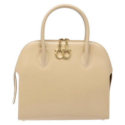 Salvatore Ferragamo Convertible Dome Gancini Leather, BEIGE, LEATHER, Handbag