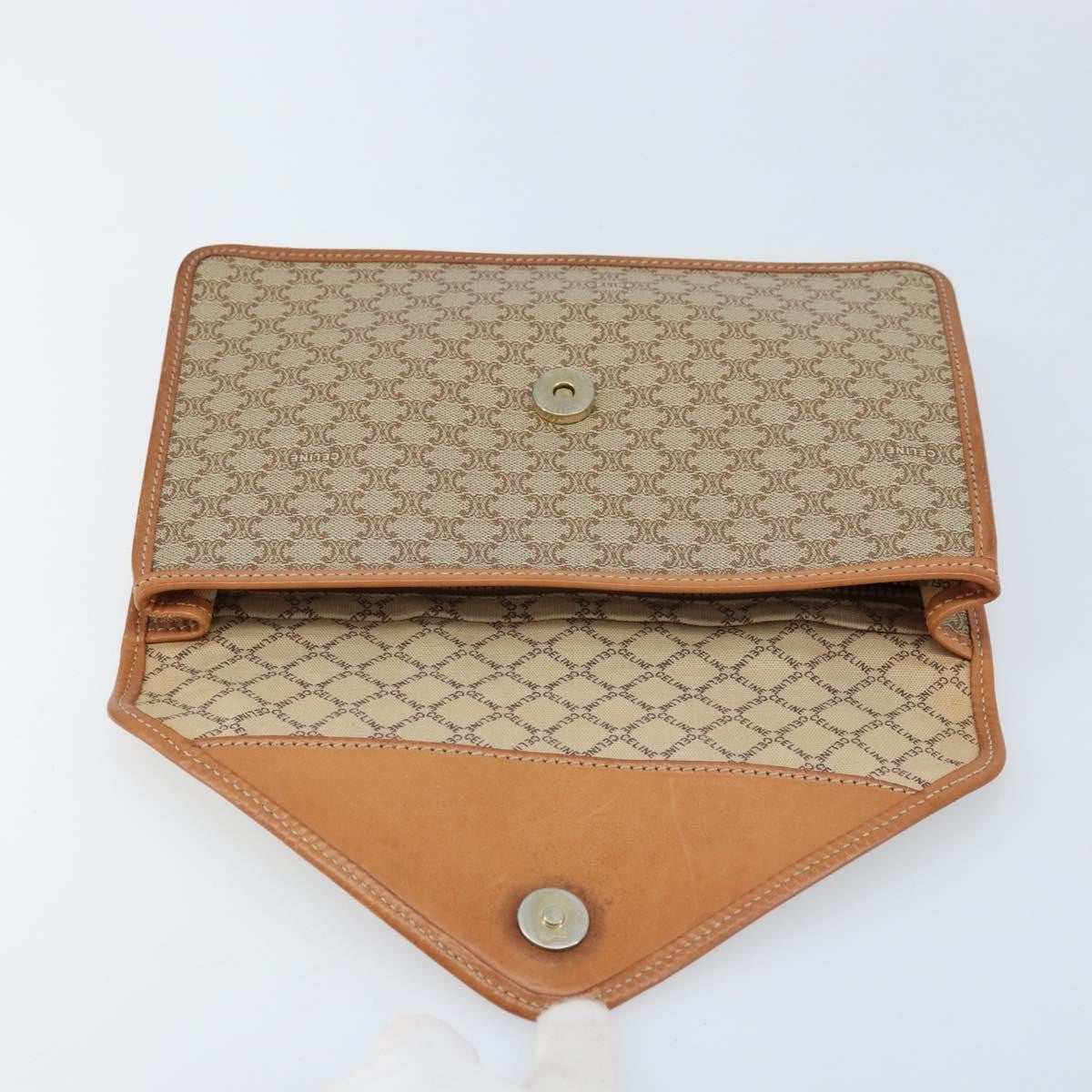 Celine Macadam Pochette Canvas and Leather, BEIGE, CANVAS, Clutche & pouche
