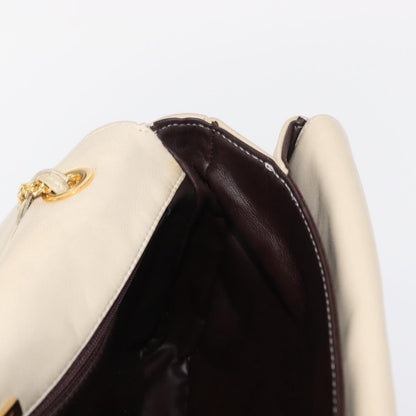 Bally Vintage Chain Shoulder Bag Quilted Leather, ECRU, LEATHER, Shoulder bag
