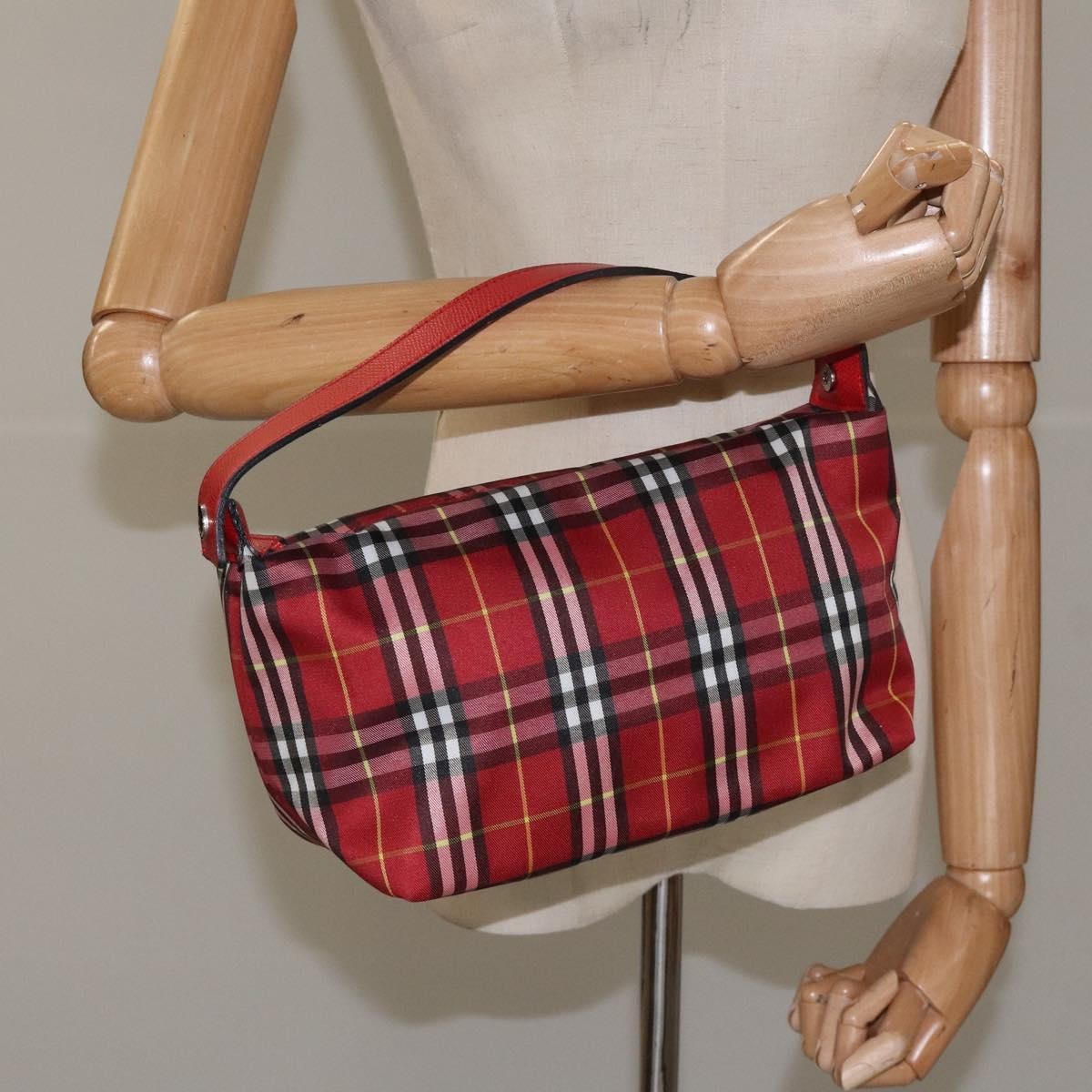 Burberry Nova Check Handbag Leather and Nylon, Red, Nylon, Handbag