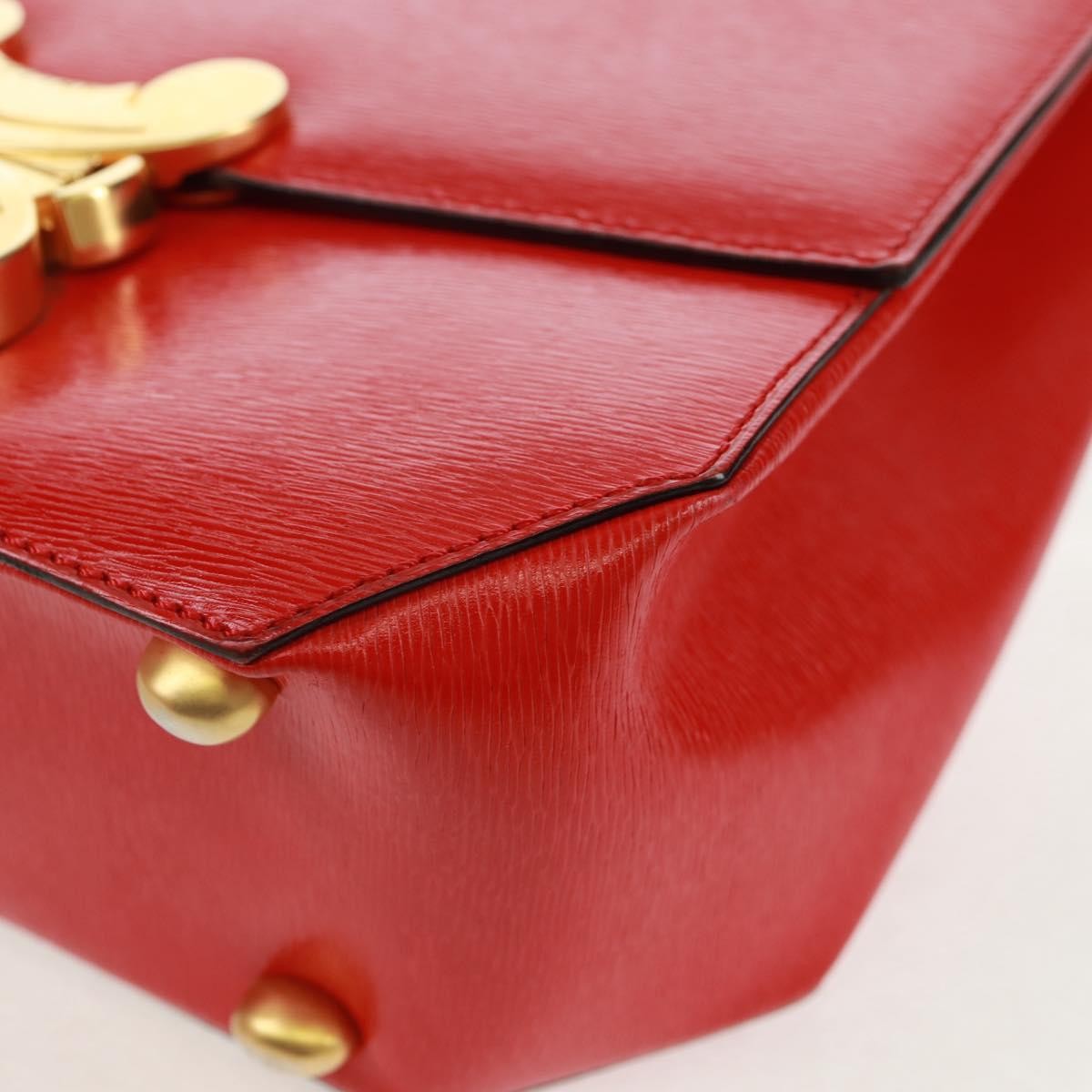 Celine Vintage Triomphe Flap Bag Leather, RED, LEATHER, Shoulder bag
