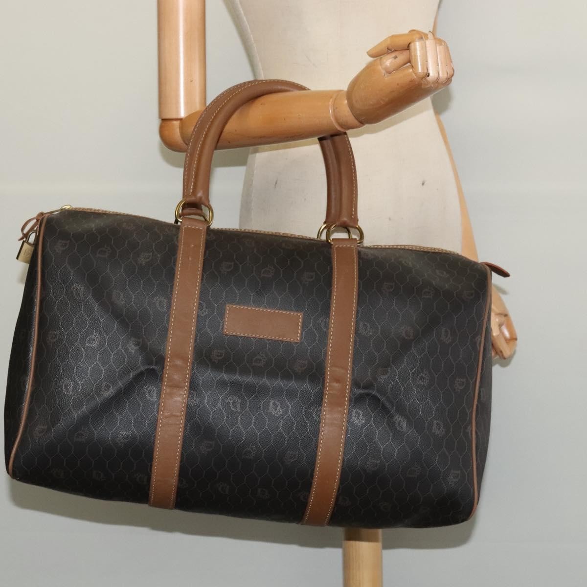 Christian Dior Vintage Honeycomb Handbag Canvas Leather, BLACK, CANVAS, Handbag