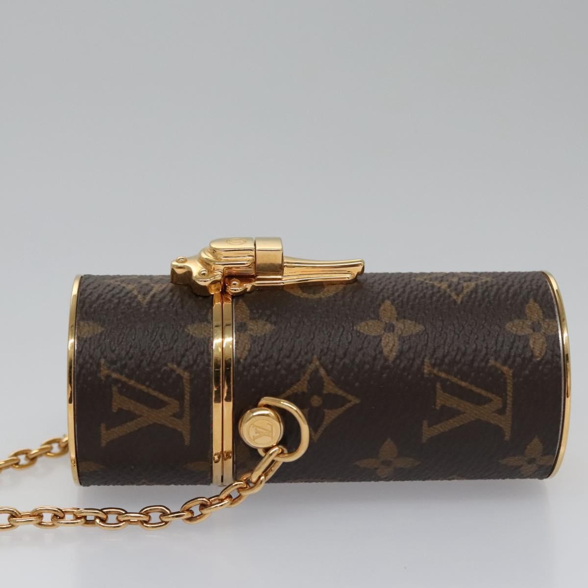 Louis Vuitton Lipstick Case on Chain Monogram Canvas, BROWN, CANVAS, Clutche & pouche
