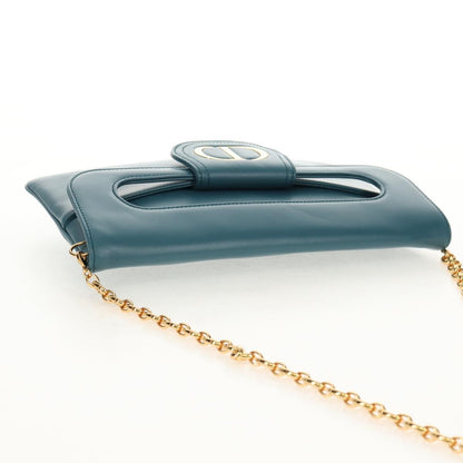 Christian Dior DiorDouble Chain Bag Leather, BLUE, LEATHER, Shoulder bag