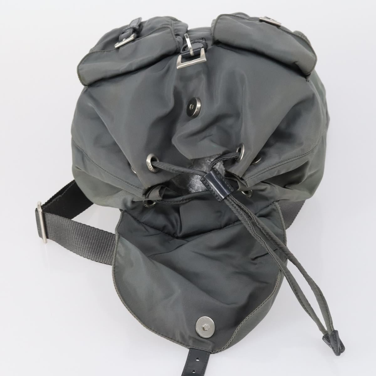 Prada Double Front Pocket Backpack Tessuto, Gray, Nylon, Backpack