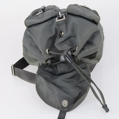 Prada Double Front Pocket Backpack Tessuto, Gray, Nylon, Backpack