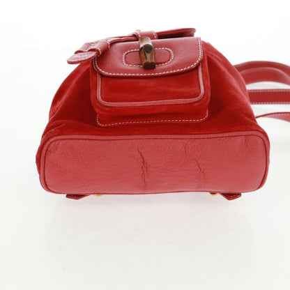 Gucci Vintage Bamboo Backpack Suede, RED, SUEDE, Backpack