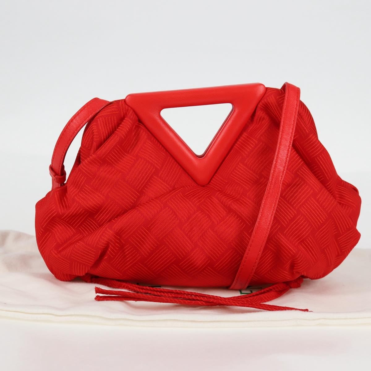 Bottega Veneta Point Shoulder Bag Chunky Knit Fabric, Red, Nylon, Shoulder Bag