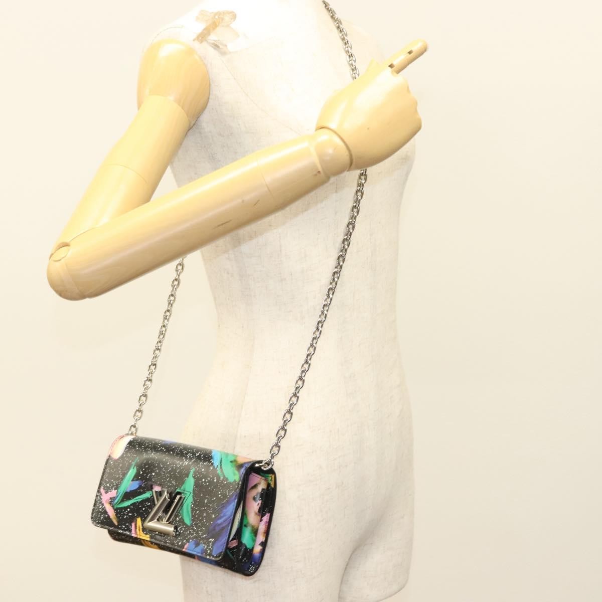 Louis Vuitton Twist Chain Wallet Limited Edition Printed Leather, BLACK, LEATHER, Clutche & pouche