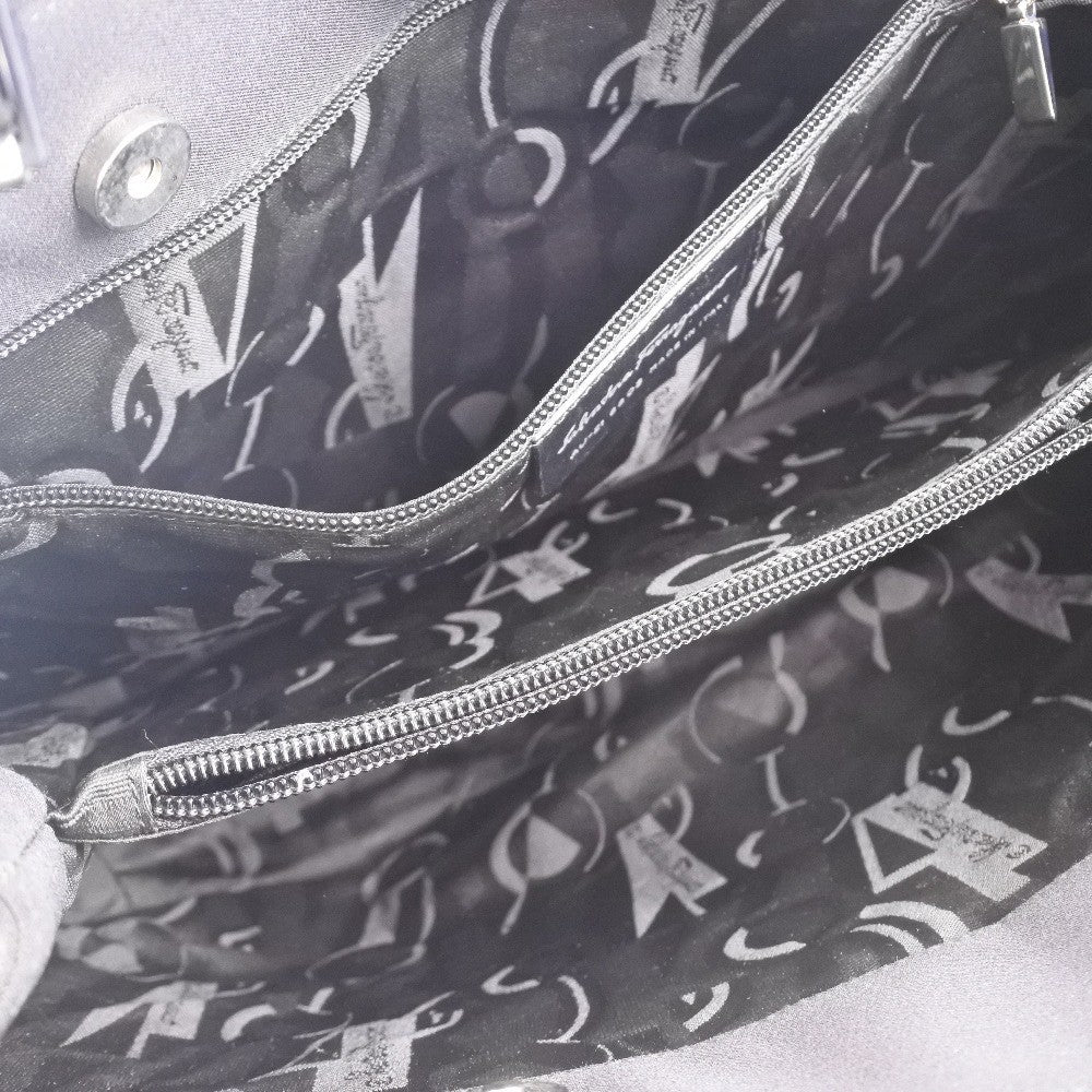 Salvatore Ferragamo Vala Shoulder Bag Canvas, BLACK, CANVAS, Shoulder bag