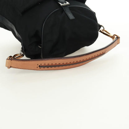 Prada Double Pocket Drawstring Shoulder Bag Tessuto, Black, Nylon, Shoulder Bag