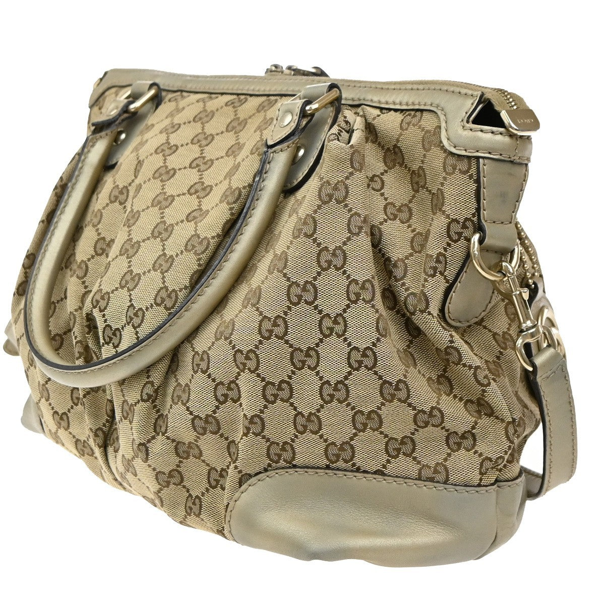 Gucci Sukey Top Handle Satchel GG Canvas with Leather, BROWN, CANVAS, Tote bag