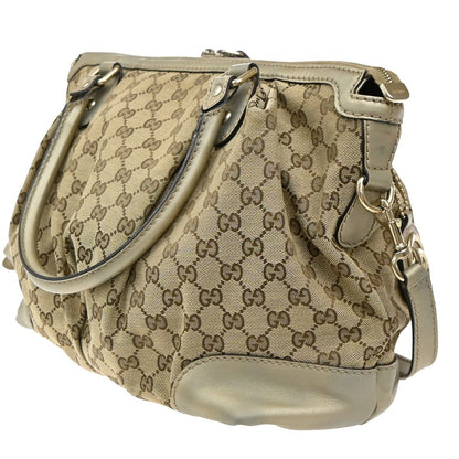 Gucci Sukey Top Handle Satchel GG Canvas with Leather, BROWN, CANVAS, Tote bag