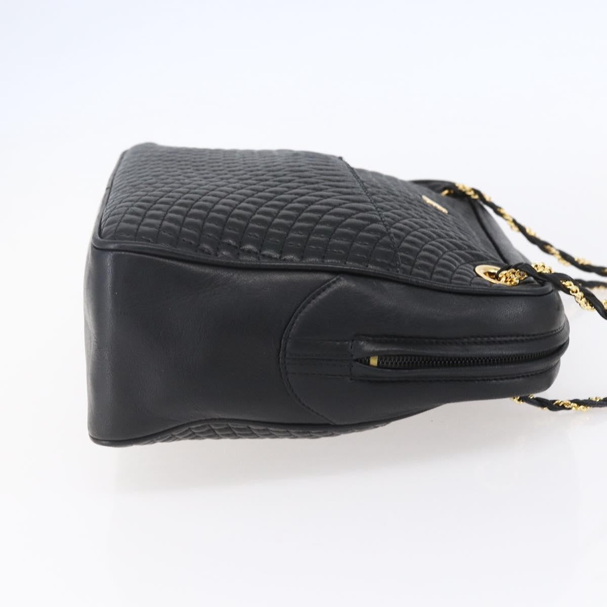 Bally Vintage Chain Shoulder Bag Quilted Leather, BLACK, LEATHER, Shoulder bag
