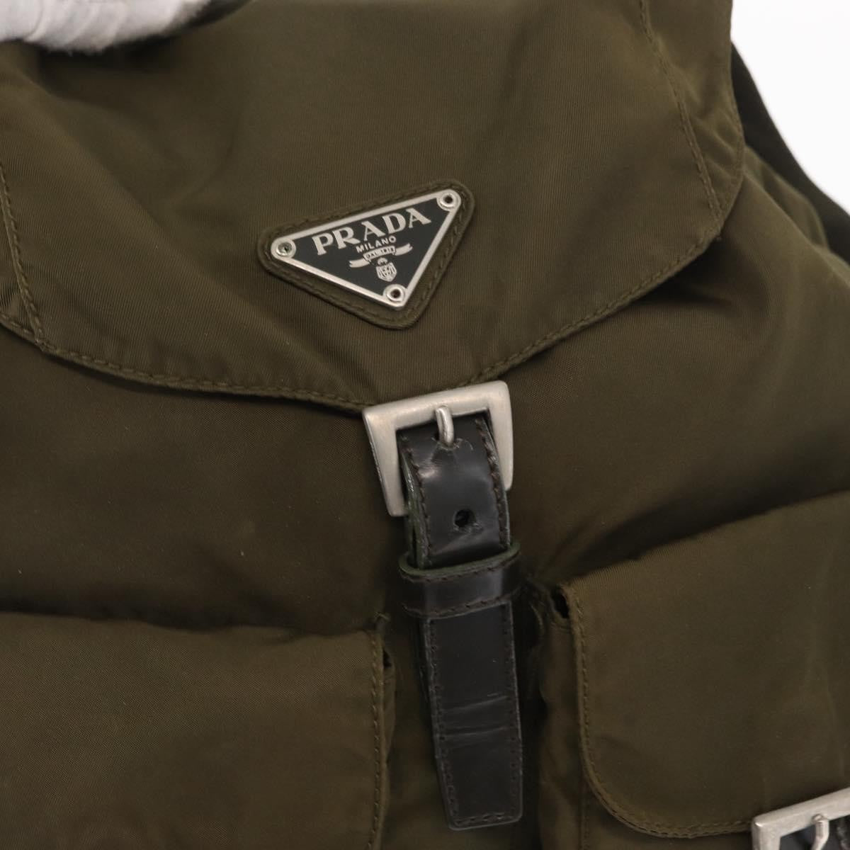 Prada Double Front Pocket Backpack Tessuto, KHAKI, NYLON, Backpack