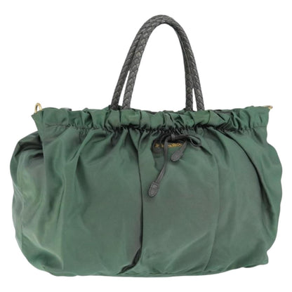 Prada Convertible Bow Tote Tessuto, Green, Nylon, Handbag