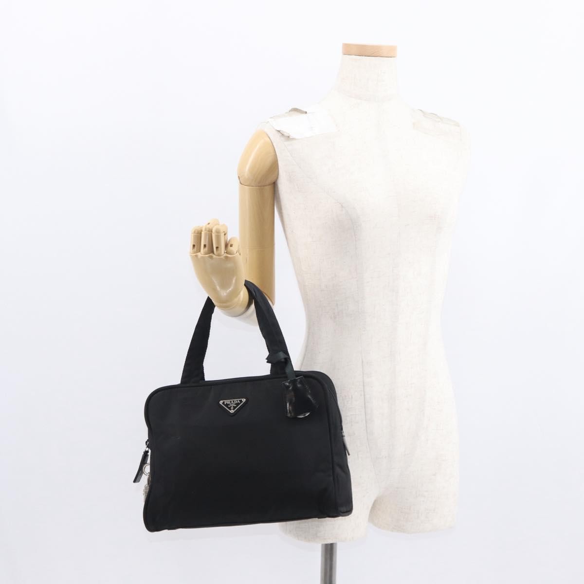 Prada Bowling Shoulder Bag Tessuto, BLACK, NYLON, Shoulder bag