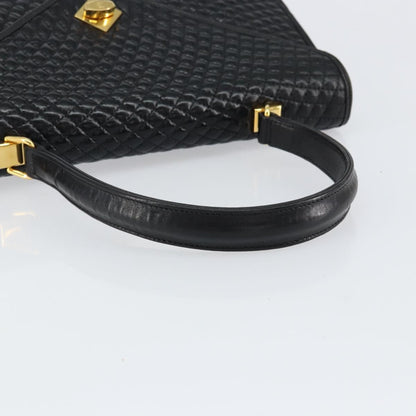 Bally Vintage Handbag Quilted Leather, BLACK, LEATHER, Handbag