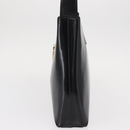 Salvatore Ferragamo Gancini Shoulder Bag Leather, BLACK, LEATHER, Shoulder bag