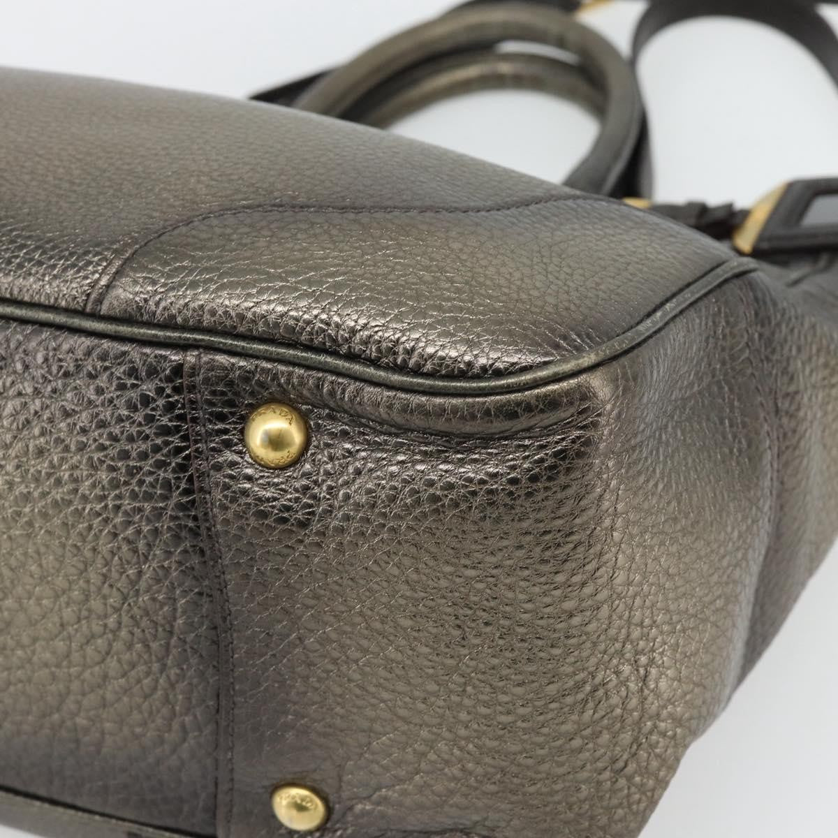 Prada Braided Handle Open Tote Vitello Daino, Gold, Leather, Tote Bag