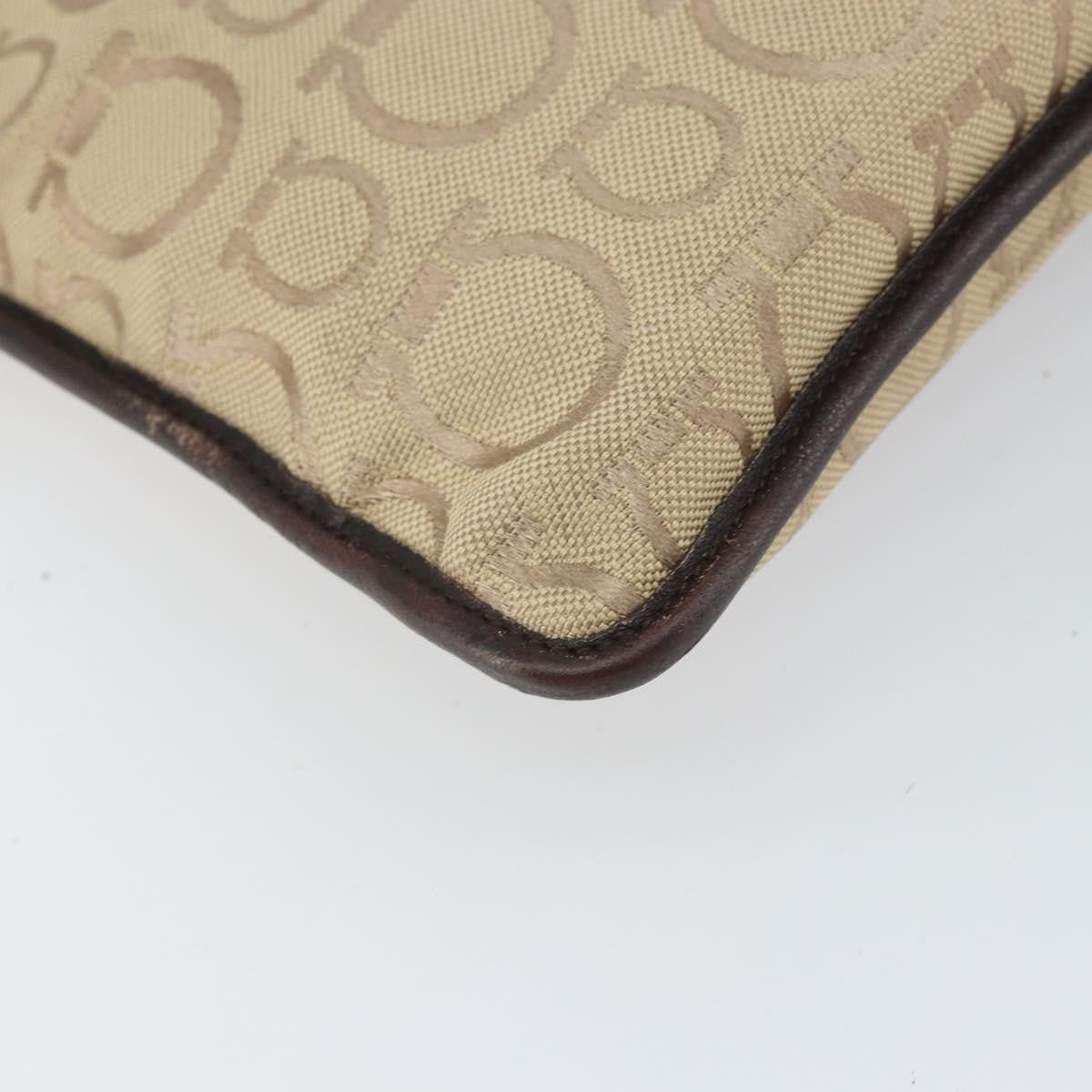 Salvatore Ferragamo Gancini Shoulder Bag Canvas, BEIGE, CANVAS, Shoulder bag