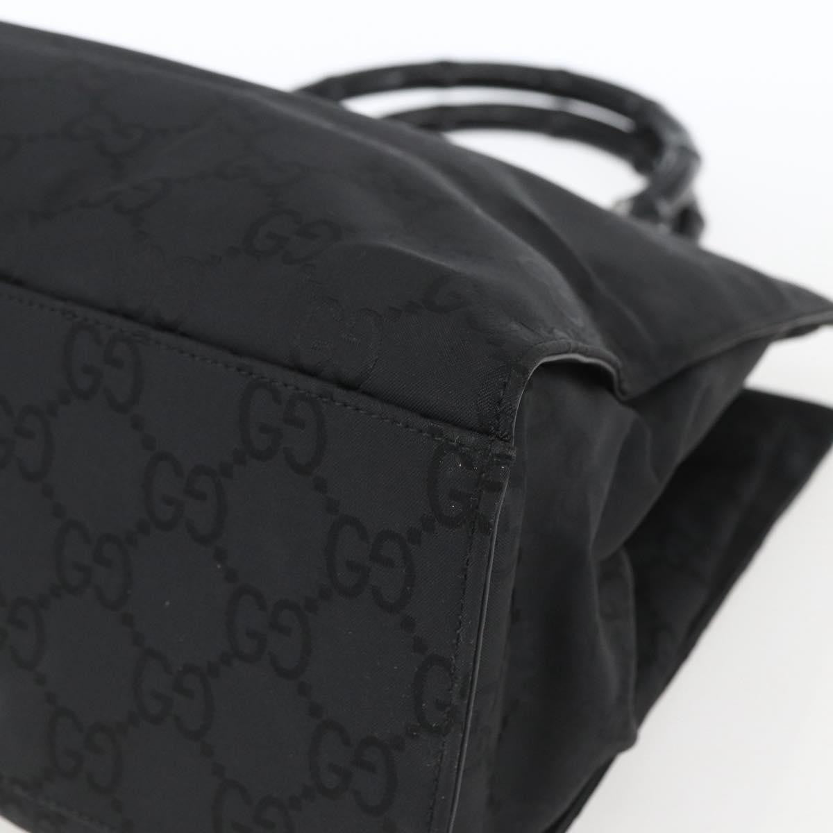 Gucci Vintage Bamboo Handle Tote GG Nylon, Black, Nylon, Tote Bag