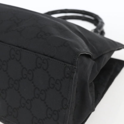 Gucci Vintage Bamboo Handle Tote GG Nylon, Black, Nylon, Tote Bag