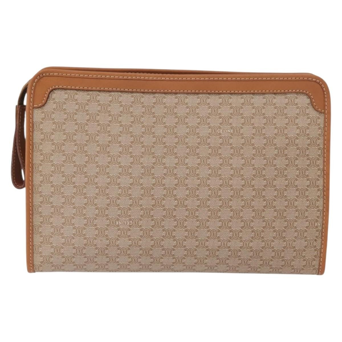 Celine Macadam Pochette Canvas and Leather, BEIGE, CANVAS, Clutche & pouche