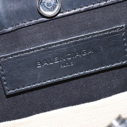 Balenciaga Navy Pochette Canvas and Leather, WHITE, CANVAS, Clutche & pouche