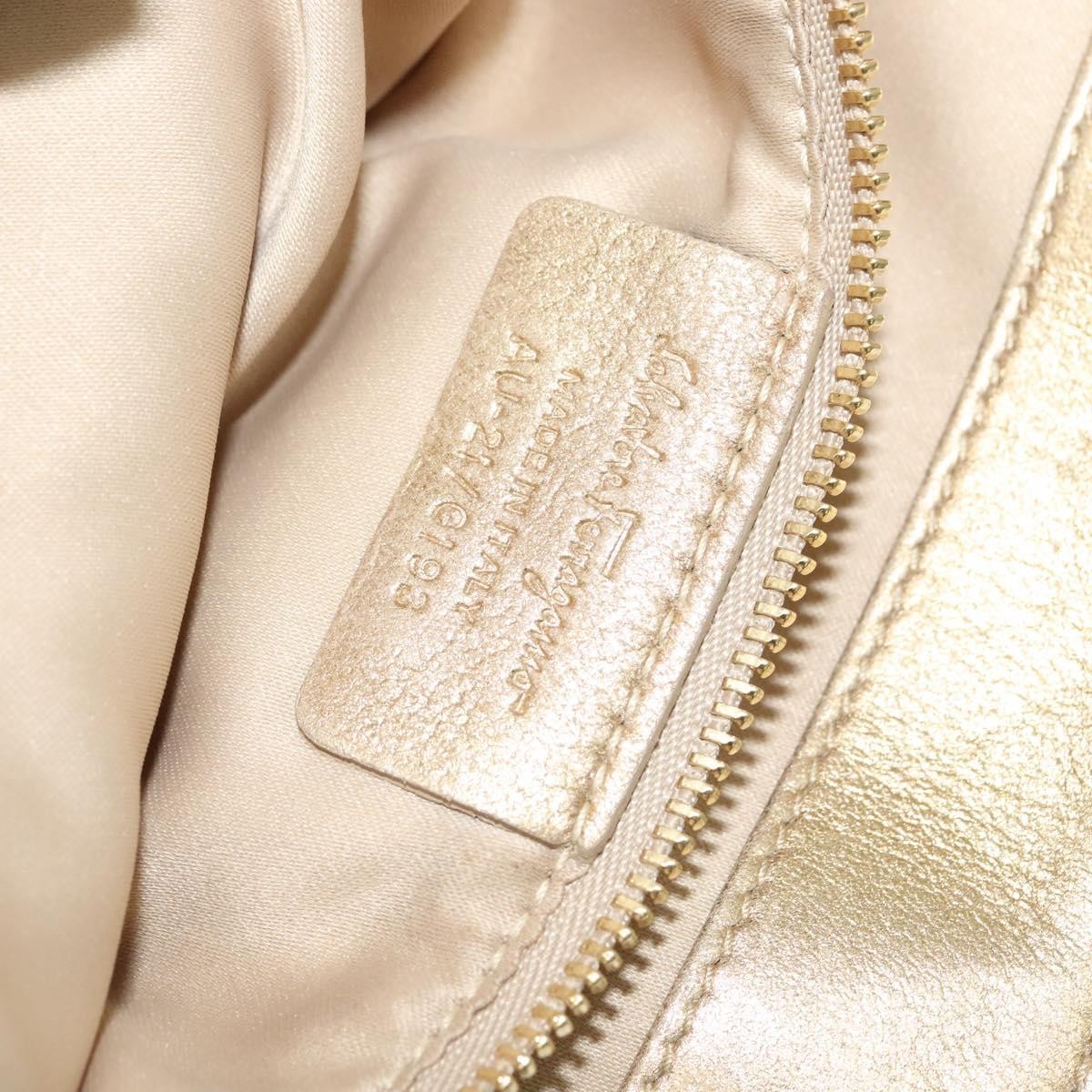 Salvatore Ferragamo Vala Shoulder Bag Leather, GOLD, LEATHER, Shoulder bag