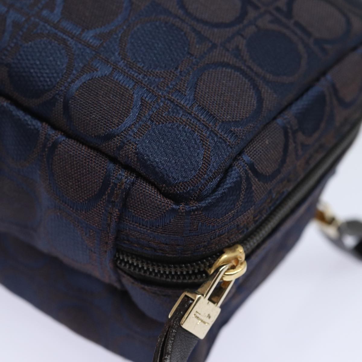 Salvatore Ferragamo Gancini mini handbag Canvas, NAVY, CANVAS, Handbag