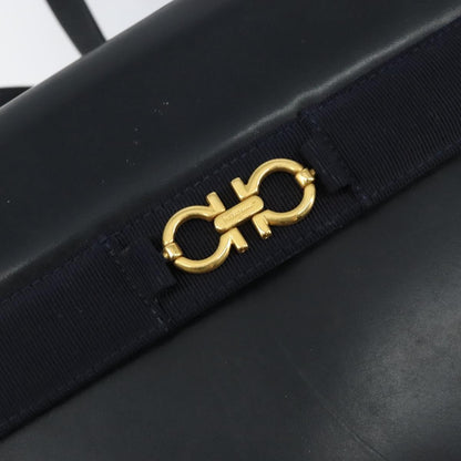 Salvatore Ferragamo Gancini Shoulder Bag Leather, BLACK, LEATHER, Shoulder bag