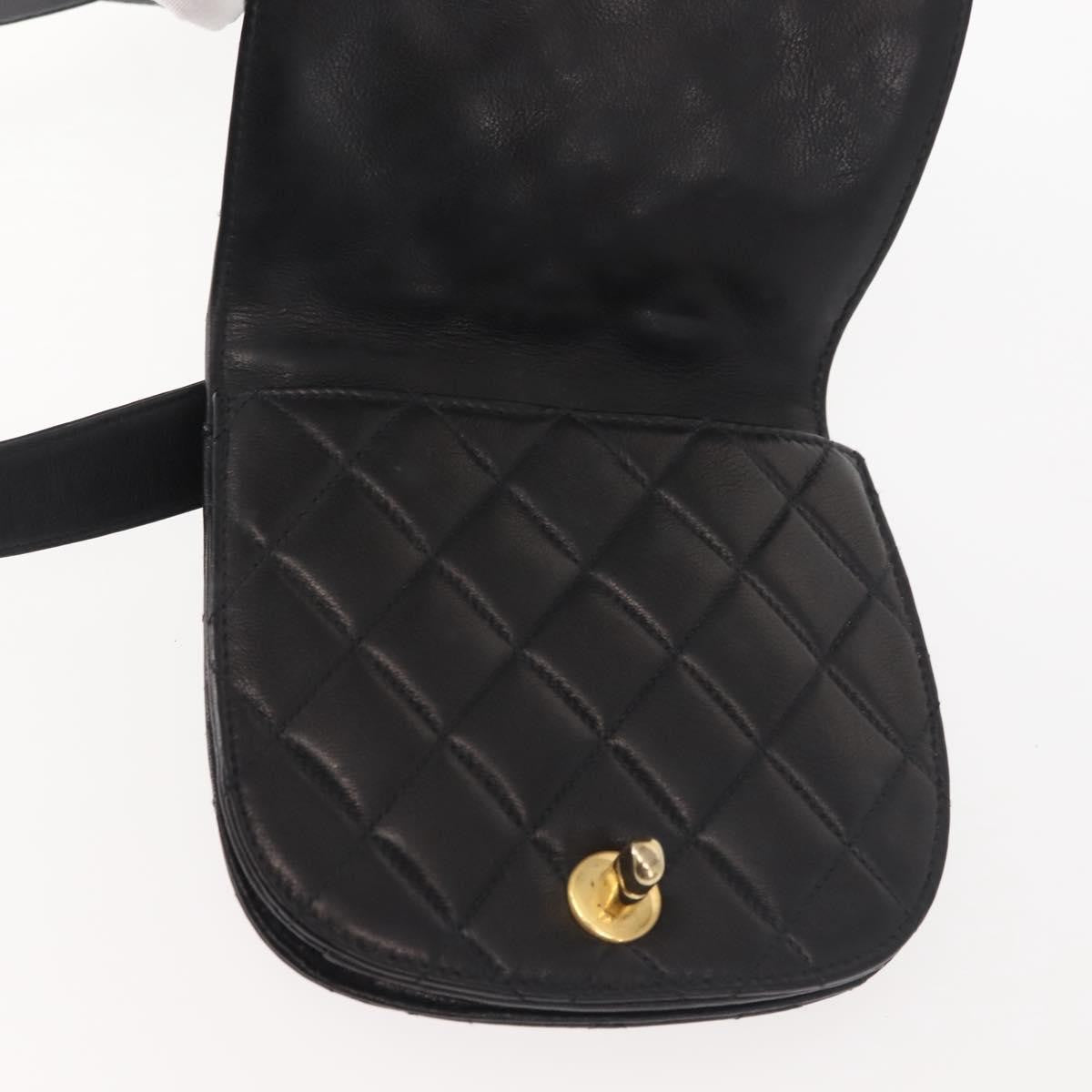 Chanel Vintage Flap Belt Bag Quilted Leather, BLACK, LEATHER, Clutche & pouche