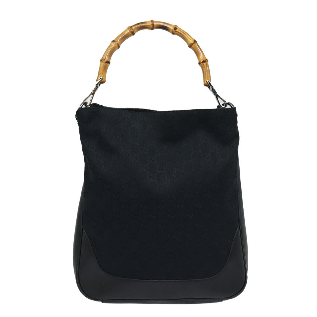 Gucci Bamboo Shoulder Bag GG Canvas, Black, Canvas, Shoulder Bag