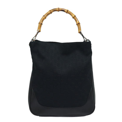 Gucci Bamboo Shoulder Bag GG Canvas, Black, Canvas, Shoulder Bag