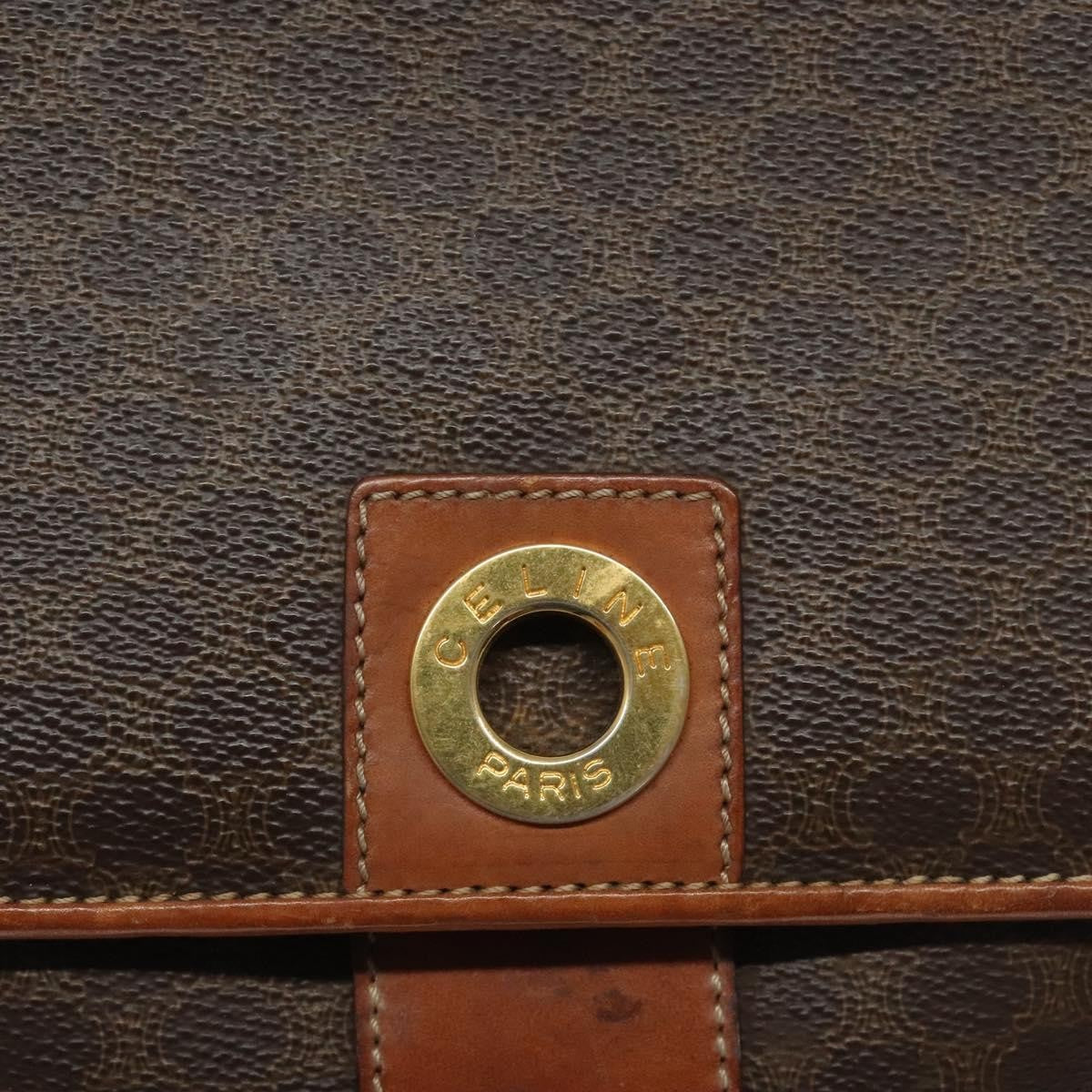 Celine Vintage Macadam Shoulder Bag Canvas and Leather, BROWN, CANVAS, Shoulder bag