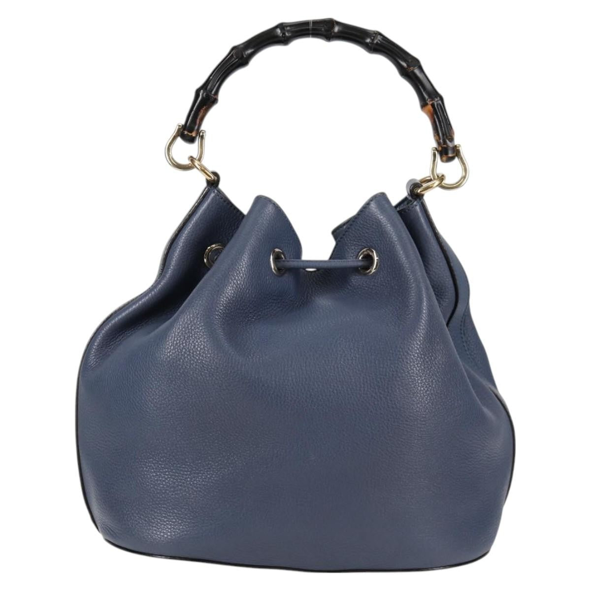 Gucci Miss Bamboo Bucket Bag Leather, BLUE, LEATHER, Handbag