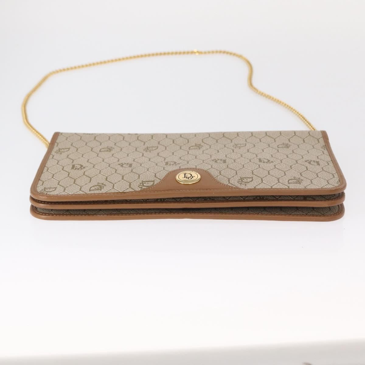 Christian Dior Vintage Honeycomb chain Canvas, BEIGE, CANVAS, Shoulder bag
