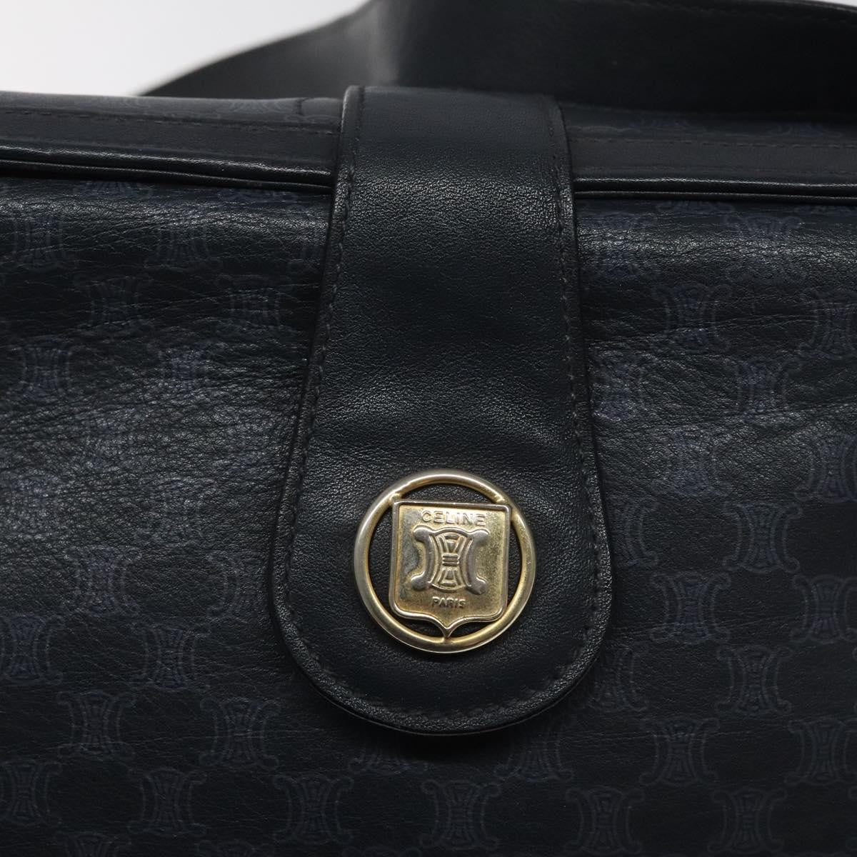 Celine Vintage Macadam Shoulder Bag Canvas and Leather, BLACK, CANVAS, Shoulder bag