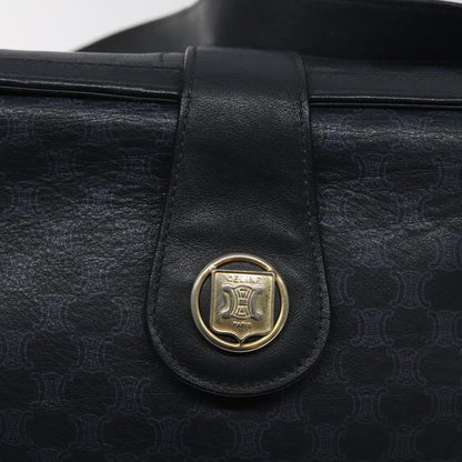 Celine Vintage Macadam Shoulder Bag Canvas and Leather, BLACK, CANVAS, Shoulder bag