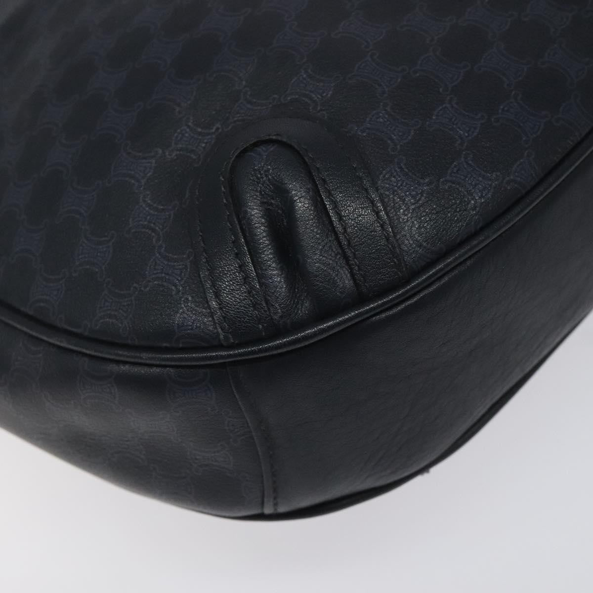 Celine Vintage Macadam Shoulder Bag Canvas and Leather, BLACK, CANVAS, Shoulder bag