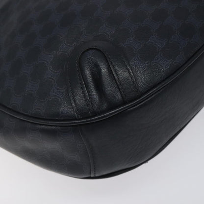 Celine Vintage Macadam Shoulder Bag Canvas and Leather, BLACK, CANVAS, Shoulder bag
