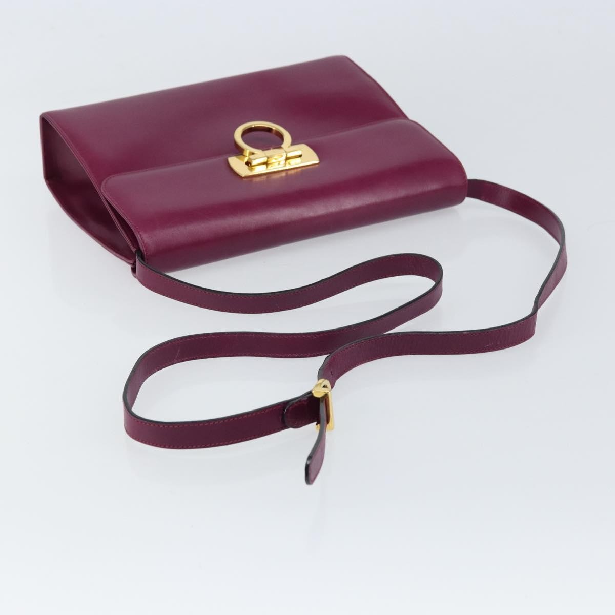 Salvatore Ferragamo Gancini Shoulder Bag Leather, PURPLE, LEATHER, Shoulder bag