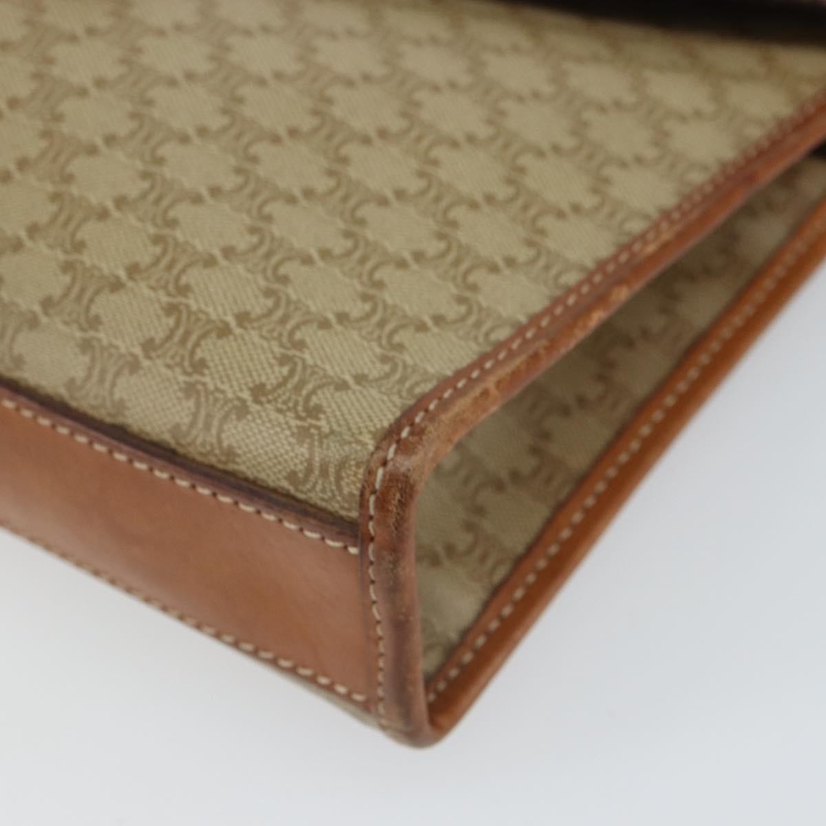 Celine Circle Logo Macadam Pouch Canvas and Leather, BEIGE, CANVAS, Clutche & pouche