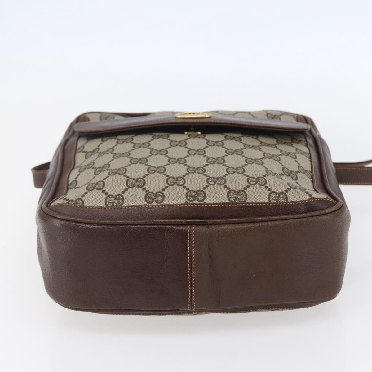 Gucci Front Pocket Messenger Bag GG Canvas with Leather, BEIGE, CANVAS, Shoulder bag