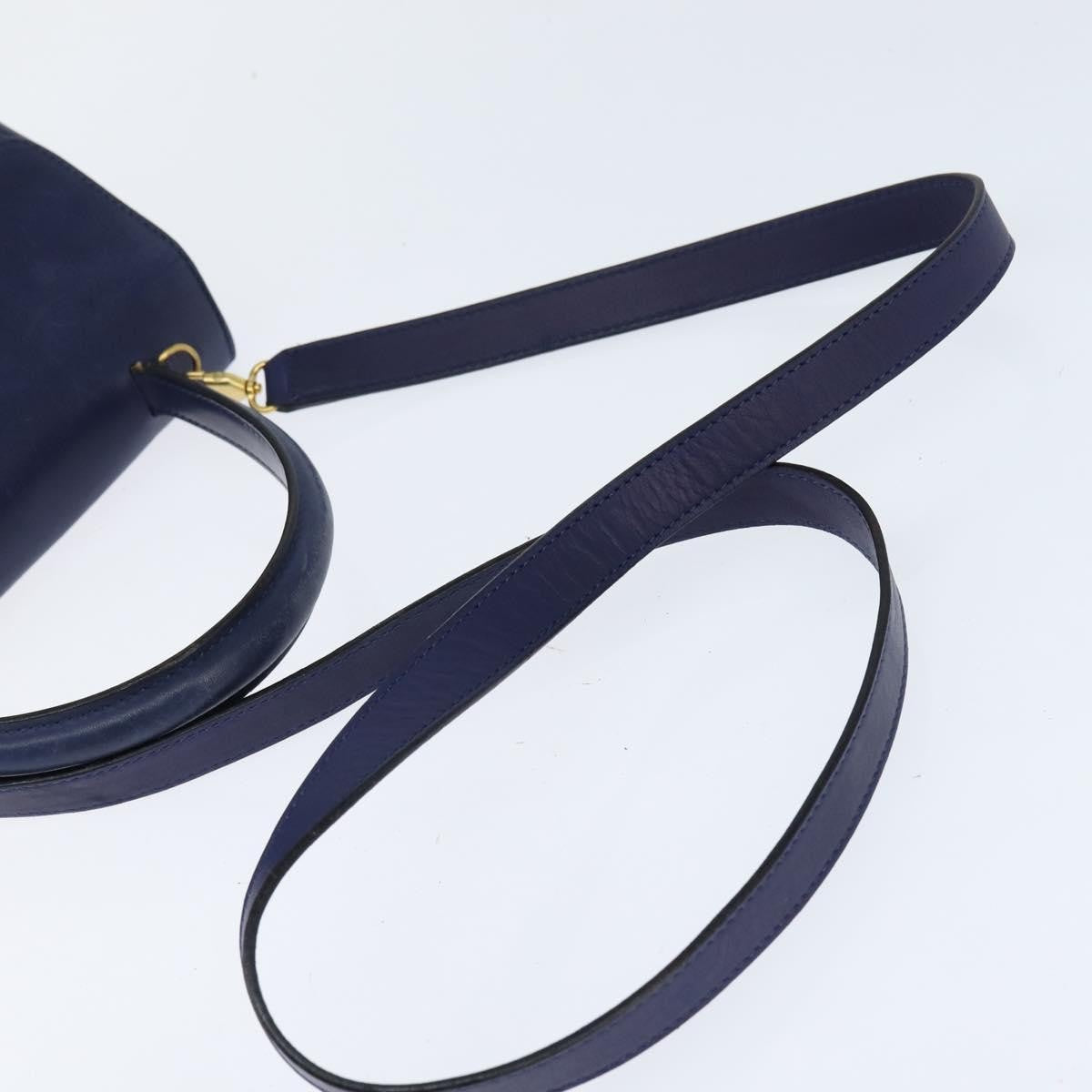 Celine Circle Logo Handbag Leather, BLUE, LEATHER, Handbag