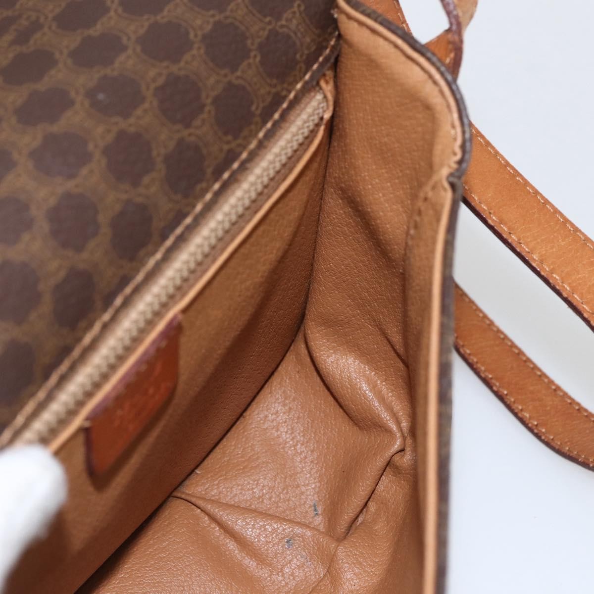Celine Vintage Macadam Shoulder Bag Canvas and Leather, BROWN, PVC, Shoulder bag