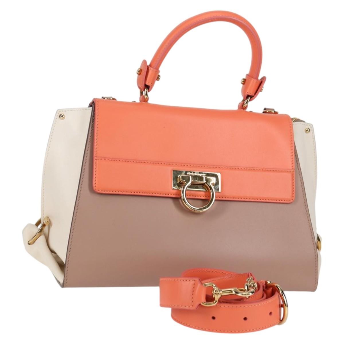 Salvatore Ferragamo Sofia Satchel Leather, PINK, LEATHER, Handbag