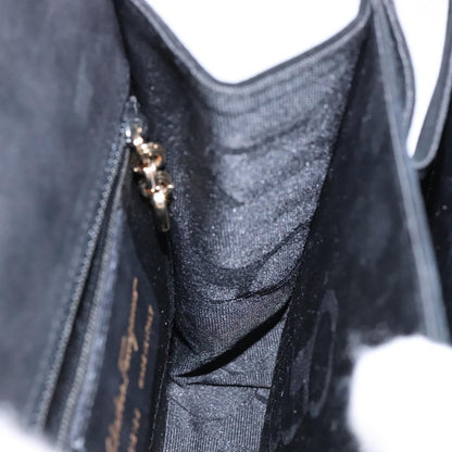 Salvatore Ferragamo Convertible Top Handle Bag Leather, BLACK, SUEDE, Handbag