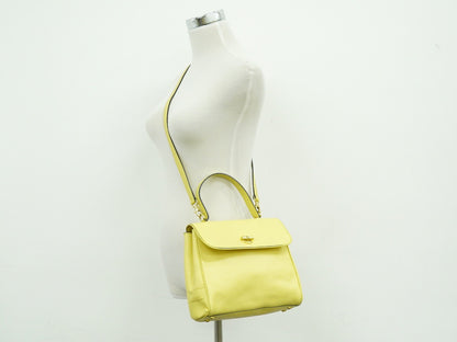 Celine Vintage Shoulder Bag Leather, YELLOW, LEATHER, Shoulder bag